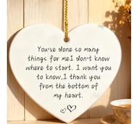 Thank You Gift,Sentimental Heart Plaque Acrylic Appreciation Keepsake with Gold Hanging Rope,Emotional Thank You Present for Women Men,Teacher,Nurse,Colleague,Friend,White Modern Design 7.3x6.8cm