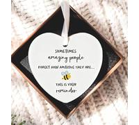 Thank You Gift - "Sometimes Amazing People Forget How Amazing They Are" Reminder Plaque with Case, Bee Pattern Appreciation Souvenir for Friends, Teachers, Nurses, Mentors, Mother's Day (White)