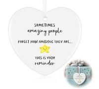 Thank You Gift, Star Style Heart Plaque with Inspirational Message, Sometimes People Forget How Amazing They Are, White Ceramic Sentimental Keepsake Ornament for Teacher, Friend, Colleague