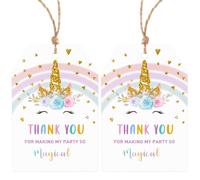 Thank You Gift Tags with String Unicorn Thank You Party Favor Tags 50PCS Personalized Gift Bag Tags Thank You for Making My Party So Magical Tags for Unicorn Birthday Baby Shower Party Favors Decor