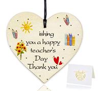 Thank You Gift Teacher Heart Plaque, Black Printing Font Color Pattern Handmade Wooden Heart Plaque, Parting Gift for Teacher End Of Term Leaving School Gift for Teacher Assistant School Nursery