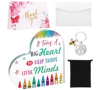 Thank You Gifts,Bee Keyring,Heart Shaped Acrylic Plaque with Card Envelope Leaving Gifts for Teachers/Colleagues/Nursery Staff Farewell Gift with 1Pc Black Flannel Bag