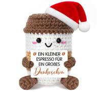 Thank You Gifts Christmas, Small Knitted Espresso Cup Lucky Charm with Hat, Secret Santa & Santa Gift for Women, Men, Colleagues, Teachers, Cute Christmas Decoration Office