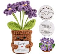 Thank You Gifts Crocheted Flowers, Positive Potato Pocket Hug German Lucky Charm, Small Thank You Purple Flower Doll Souvenir Adult for Farewell Gift Colleagues Friends Family