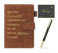 Thank You Gifts Employee Appreciation Gift Inspirational A5 Notebook Pen and Greeting Card Gift Set Friendship Leaving Gifts for Colleagues Women Men Coworker Nurse Teacher Employee (Brown)