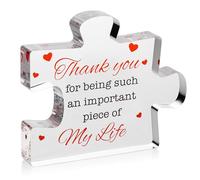 Thank You Gifts - Engraved Acrylic Block Puzzle Thank You Present 3.35 x 2.76 inch for Women, Men - Gifts for Friends, Coworkers - Heartwarming Therapist, Nurse Teacher Presents