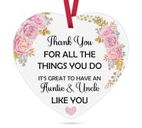 Thank You Gifts for Aunt and Uncle Ceramic Heart Keepsake Uncle and Aunt Gifts from Nephew Niece Father's Day Mother's Day Thanksgiving Birthday Gift for Auntie Uncles Christmas Hanging Ornament