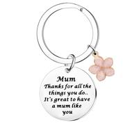 Thank You Gifts for Mum Keyring for Mum Gift from Daughter Son Mother’s Day Gifts for Mummy Mama Mother Christmas Birthday Present Mothers Jewelry Gift Flower Charm Keyring