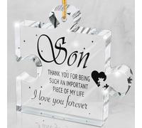 Thank You Gifts for Son - Son Acrylic Plaque Ornament Gifts from Mom - Thanksgiving Christmas Ideas Present Hanging Ornament - I Love You Forever Keepsake