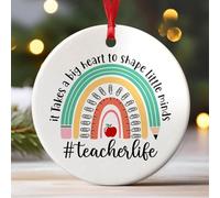 Thank You Gifts for Teachers - It Takes A Big Heart to Shape Little Minds Ornament - Teacher Appreciation Gift - Heart Christmas Ornaments for Appreciation, Farewell, Going Away (teacher)