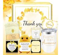 Thank You Gifts for Women, 6 Pcs Appreciation Gifts for Teacher, Employee, Boss, Mom, Farewell Gifts for Coworkers, Thank You Box with Crochet Doll, Ceramic Ornament, 12 Oz Tumbler, Thank You Card