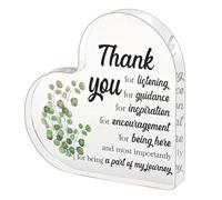 Thank You Gifts for Women,Acrylic Appreciation Message Plaques Heart-Shaped Presents for Friends Teacher Coworkers Best Male Female Friend Boss Manager Men Coach Office Special Desk Decor