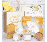 Thank You Gifts for Women ,Appreciation Gift Box with Blanket, Mug with Lid and Spoon, Soy Candle, Fuzzy Socks, Tote Bag, Card , Birthday, Nurse, Teacher, Coworker, Mom, Best Friend