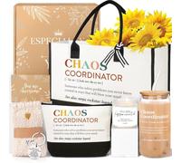 Thank You Gifts for Women, Chaos Coordinator Gift for Employee Coworkers Teacher Nurse Boss Lady Appreciation Gifts, Unique Mom Grandma Birthday Gift Ideas - 16OZ Glass Cup Canvas Tote Bag