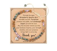 - Thank You Gifts for Women Coworkers - Appreciation Gifts for Teacher Employee - 4mm Natural Stone with Strawberry Quartz, Turquoise & Landscape Jasper, One