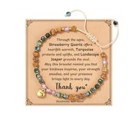 - Thank You Gifts for Women Coworkers - Appreciation Gifts for Teacher Employee - 4mm Natural Stone with Strawberry Quartz, Turquoise & Landscape Jasper, One