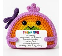 Thank You Gifts for Women - Handmade Crochet Rainbow Doll with Positive Card, Thank You for Listening Encouragement, Appreciation Present for Coworker, Friend, Thanksgiving Day Christmas, Birthday