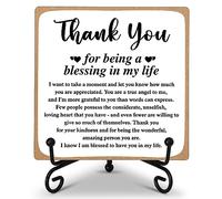 Thank You Gifts for Women Men Friends Mom, Thank You for Being A Blessing in My Life Wooden Plaque with Stand, Thanksgiving Day Gifts for Family Member Desk Decor - B75