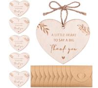 Thank You Gifts Heart-Shaped Wooden Ornaments Kraft Envelopes Jute String