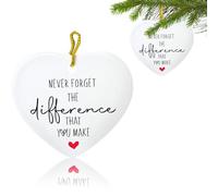 Thank You Gifts, Never Forget The Difference That You Make Ceramic Heart Plaque Ornament, Thinking of You Gifts Keepsake for Farewell, Retirement, Friendship Gifts for Women, Men