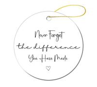 Thank You Gifts Never Forget The Difference That You Make Ceramic Ornament Keepsake Sign Heart Plaque Farewell Going Away Goodbye Appreciation Retirement Gifts for Women Men Coworker Boss Friend