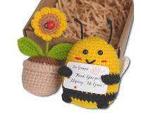 Thank You Gifts -Thank You For Helping Me Grow Teacher Gifts Cute Bee Sunflower Handmade Positive Doll Crochet with Card - Best Teacher Gift for Nursery Teacher, Teaching Assistant (1, Bee Sunflower)