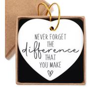 Thank You Gifts Thankyou Gifts for Women Never Forget The Difference You Make Appreciation Gifts Ceramic Heart Hanging Ornament Keepsake Memorial Gifts Employee Inspirational Gifts for Women Men