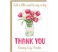 Thank You Greeting Cards - Custom Text and Name With Floral Vase Design - Sunflowers Tulips Peonies - Personalised Appreciation for Any Occasion To Say Thanks! (Pink Tulips)