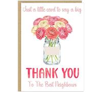 Thank You Greeting Cards - Custom Text and Name With Floral Vase Design - Sunflowers Tulips Peonies - Personalised Appreciation for Any Occasion To Say Thanks! (Pink, Cream & Red)
