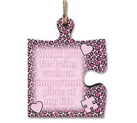 Thank You Important Piece of my Life Jigsaw Puzzle Shaped Leopard Print Decorative Hanging Plaque Sign Friendship Gift for Her