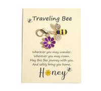 Thank You Keychain with Cute Bee and Flowers, Inspirational Keyring Ideal for Thank You Gift, Congratulations Gifts, Well Done Gifts, Friendship Gifts for Women, Birthday Gifts for Friend (Purple)