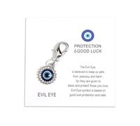 Thank You Keyring with Devil's Eye Pendant, Good Luck Card, Thank You Gift for Friends, Birthday Gifts for Her, Unique Friendship Keychains, Congratulations and Appreciation Gifts (Silver)