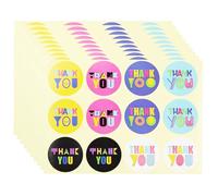 Thank You Label Stickers - 10 Sheets, Multicoloured, Self-Adhesive for Gift Wrap, Party Bags, Small Business, Envelope Seal
