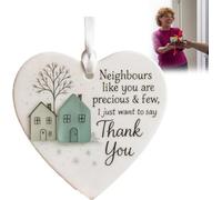 Thank You Neighbours Heart Shaped Christmas Ornament, Sea Glass Friendship Ornament for Christmas Tree Decorations, Appreciation Gift for Neighbor, House Warming New Neighbor Welcome Gift (1PC)