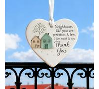 Thank You Neighbours Heart Shaped Ornament | 8cm Neighbours Heart Sea Glass Art | Hanging Seas Glasses Christmas Tree Ornaments | Ceramic Seaglasses Art Hearts Keepsake Home Decor for Window, Door