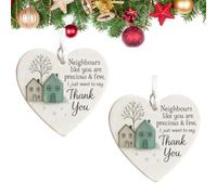 Thank You Neighbours Heart Shaped Ornament,Acrylic Heart-Shaped Sea Glass Neighbor Christmas Ornaments 2025,Neighbours Like You are Precious,Appreciation Gifts for Neighbor