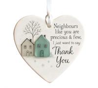 Thank You Neighbours Heart Shaped Ornament, Heart-Shaped Sea Glass Neighbor Christmas Ornaments,Neighbours Like You are Precious & Few, Ornaments for Christmas Tree Window Door Wall Indoor