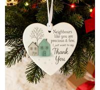 Thank You Neighbours Heart Shaped Ornament, Heart-Shaped Sea Glass Neighbor Christmas Tree Hanging Ornaments, Neighbours Like You are Precious & Few Appreciation, 2025 Neighbor Gifts