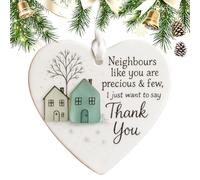 Thank You Neighbours Heart-Shaped Ornament, Moving Away Keepsake for Neighbours, Heart-Shaped Thank You Ornament for Indoor Window Door Wall Christmas Tree Decor House Warming Leaving Farewell Favors
