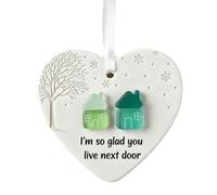 Thank You Neighbours Heart Shaped Ornament, Neighbours Heart Ornament Gift, I'm So Glad You Live Next Door Appreciation Gifts for Neighbor, Christmas Ornaments Moving Away Gifts (White D)