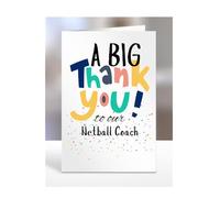 Thank you Netball Coach card, Thanks, Thankyou, Gifts for men, women, presents for Christmas, female, male, A5-152_72