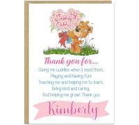 Thank You Nursery Cards Personalised Designs - Cute Bear Sunflower Bee Rainbow Options Custom Name Banner For Teacher Nursery Staff Appreciation End of Year Gift Support Staff Card, Design 5