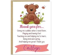Thank You Nursery Cards Personalised Designs - Cute Bear Sunflower Bee Rainbow Options Custom Name Banner For Teacher Nursery Staff Appreciation End of Year Gift Support Staff Card, Design 4