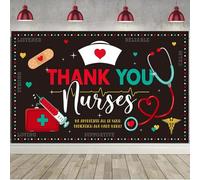 Thank You Nurses Backdrop Banner 73 x 43 Inch Nurse Appreciation Week Background Banner Happy National Nurses Week Party Decorations Medical Doctor Nursing Day Indoor Outdoor Photo Booth Props