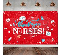 Thank You Nurses Backdrop Decoration,Large Fabric 2025 Nurses Week Backdrop Banner National Nurse Day Photo Booth Background for Medical Doctor Nurses Rn Graduation Party Supply 73 x 43 Inch