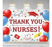 Thank You Nurses Backdrop Red Blue Balloon Nurse Day Party Photographic Background National Celebration Graduate Prom Banner 300x200cm