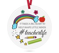 Thank You Ornament for Teacher Ceramic Xmas Keepsake Teacher Gifts for Women Men Appreciation Teachers Gift from Students Christmas Hanging Ornament Teachers Leaving Gifts End of Year Retirement Gift