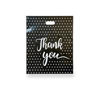 Thank You Plastic Carrier Bags | Polka Dot Gift Bags with Handles, Reusable Retail Shopping Bags, Plastic Shopping Bags for Small Business | Boutique Bags (500, Small (10" x 14" + 2"))