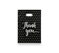 Thank You Plastic Carrier Bags | Polka Dot Gift Bags with Handles, Reusable Retail Shopping Bags, Plastic Shopping Bags for Small Business | Boutique Bags (300, Small (10" x 14" + 2"))