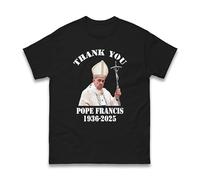 Thank You Pope Francis T-Shirt - Christian Religious Catholic Faith - in The Loving Memory of Pope Francis 1936-2025 Unisex Kids Adults Top (Black, M)